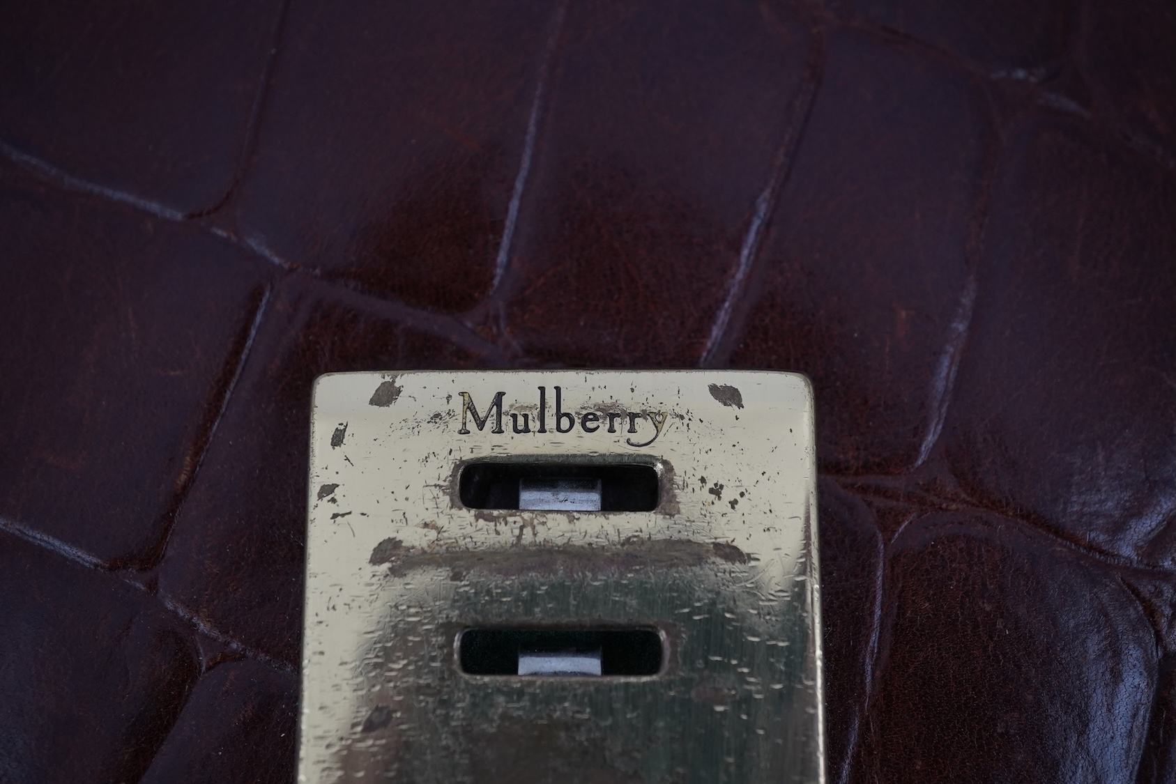 A vintage Mulberry 'faux' crocodile briefcase